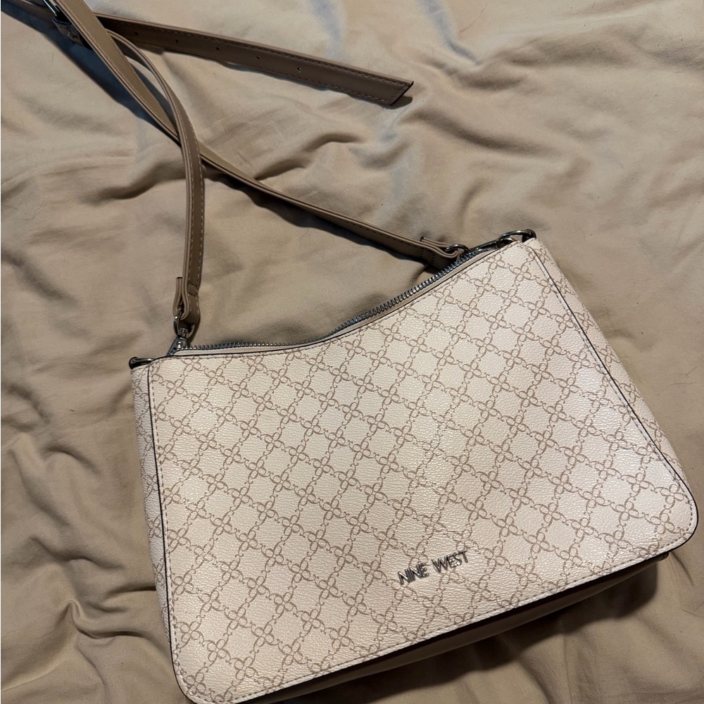 Nine West Beige Patterned Crossbody Bag